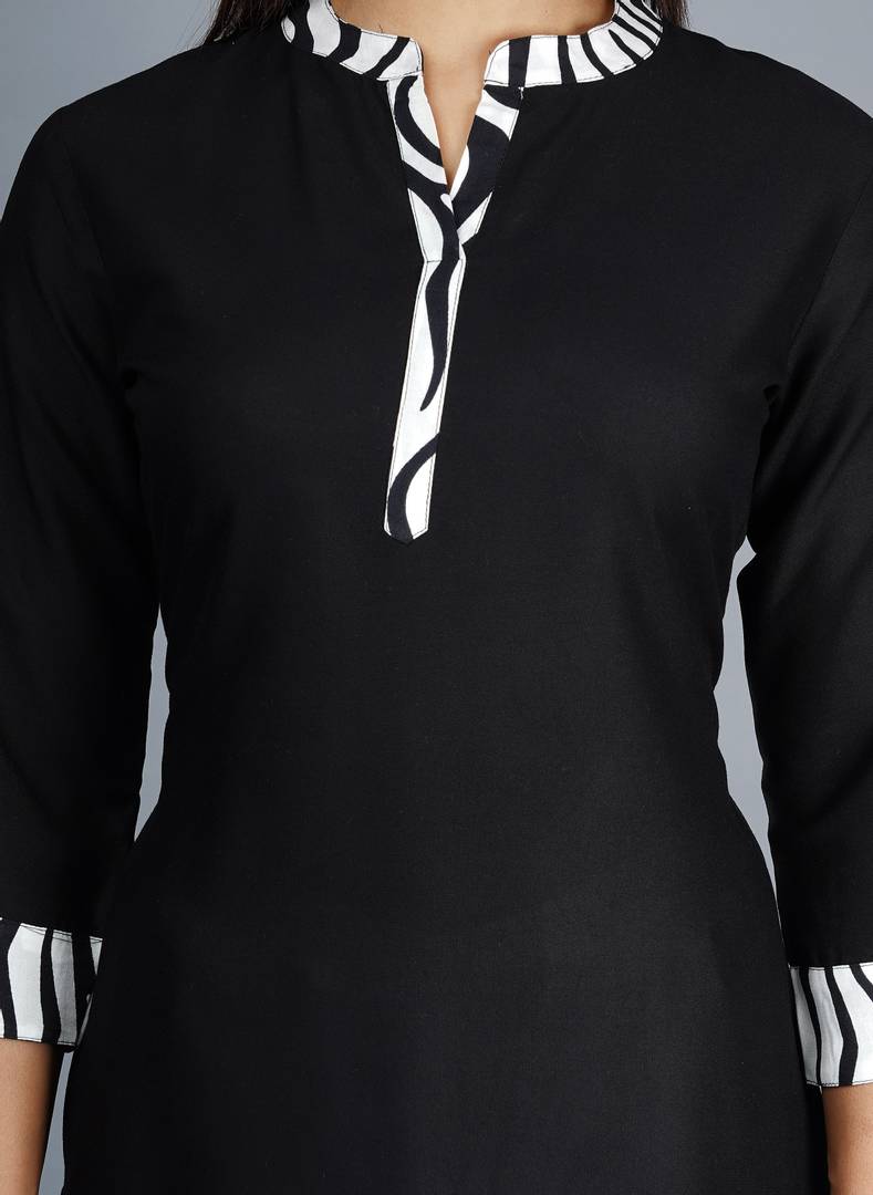 Rayon Black Straight Kurtas